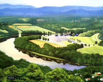 Oxbow i Northampton, Massachusetts från Mount Tom i Holyoke - Konsttryck