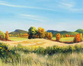 Catena del Monte Holyoke da Moody Bridge Road a Hadley, Massachusetts - Stampa artistica