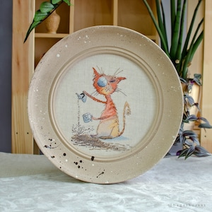Monday Cat Cross Stitch Pattern: Ginger Coffee Lover Embroidery (PDF Pattern)