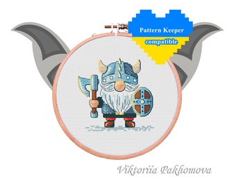 Viking gnome cross stitch pattern pdf Nordic leprechaun funny tapestry diy Small fairy kawaii embroidery nursery decor birthday gift for her