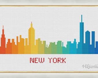 Chicago Skyline Cross Stitch Pattern Pdf USA Travel Watercolor | Etsy