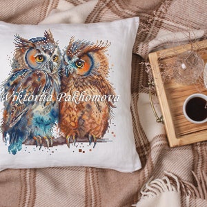 Owls in love cross stitch pattern pdf Romantic pictorial birds pair embroidery Family funny tapestry digital download made in Ukraine image 3