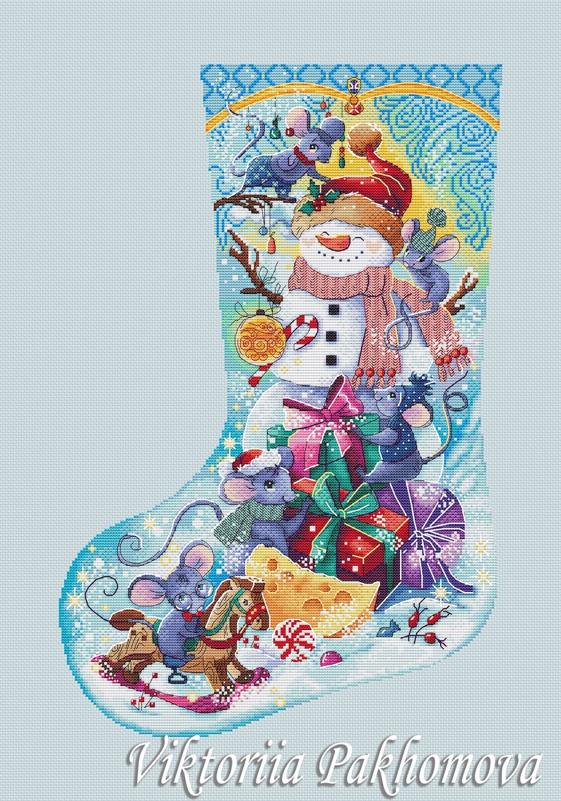 Christmas Stocking Cross Stitch Pattern Pdf Winter Decoration Etsy