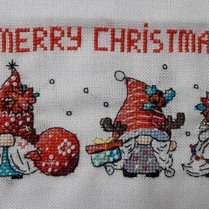 Christmas gnome cross stitch pattern pdf Funny bookmark ornament embroidery diy Nordic leprechaun nursery wall decor birthday gift for her image 1