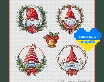 Gnome de Noël motif de point de croix pdf Ornement de lutin d'hiver faites-le vous-même Cadeau d'anniversaire de décor de pépinière de tapisserie drôle pour elle