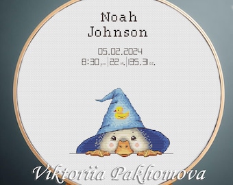 Baby Goose Cross Stitch Pattern: Custom Birth Announcement (PDF)