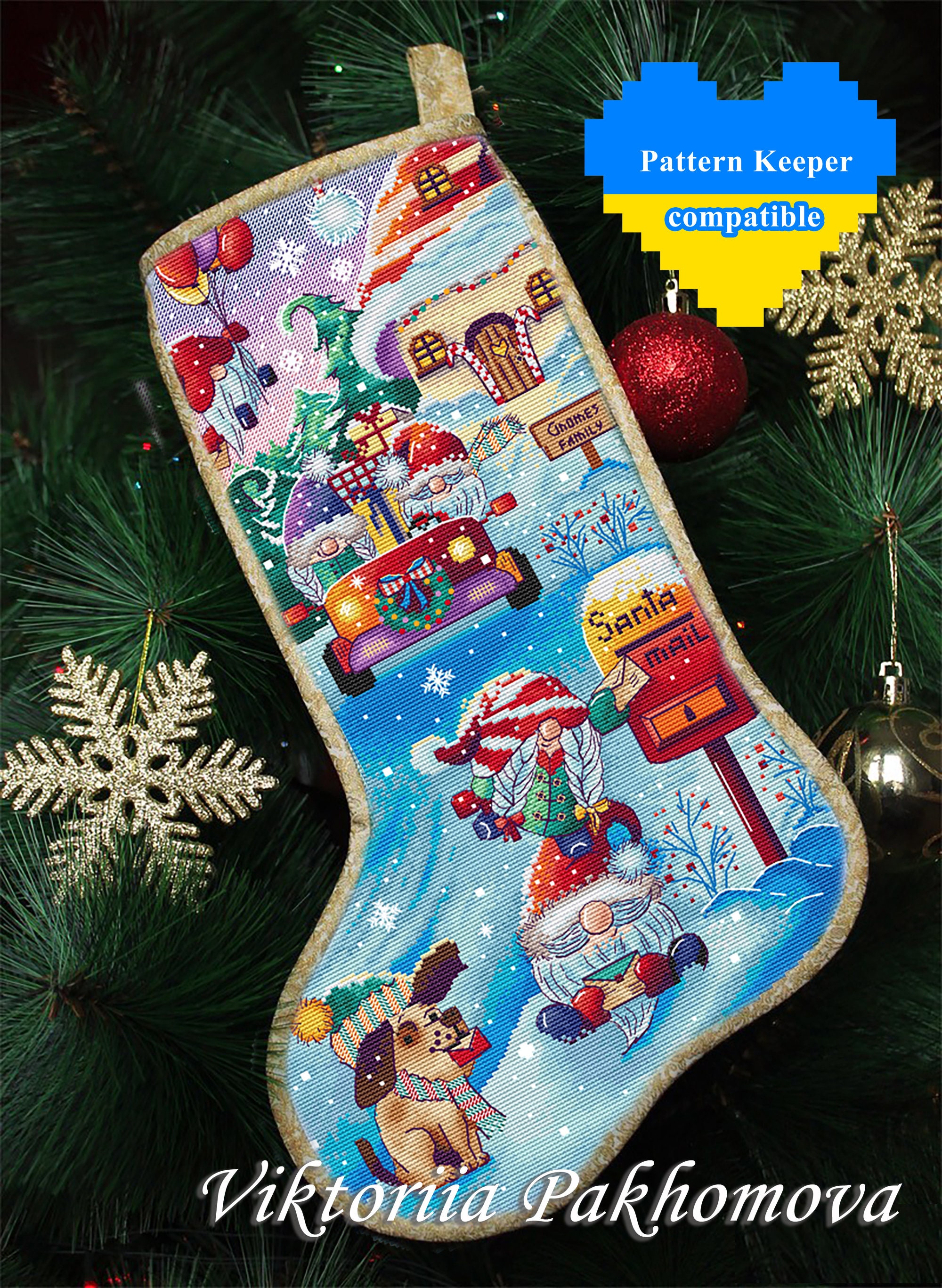 Christmas Stocking Kit Counted Cross Stitch Santa Claus 24k Mini