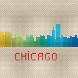Chicago Skyline Cross Stitch Pattern Pdf USA Travel Tapestry Do It ...