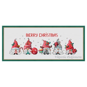 Christmas gnome ornament mini bundle cross stitch pattern bundle PDF Colorful whimsical dwarf embroidery set DIY Nordic leprechaun holiday