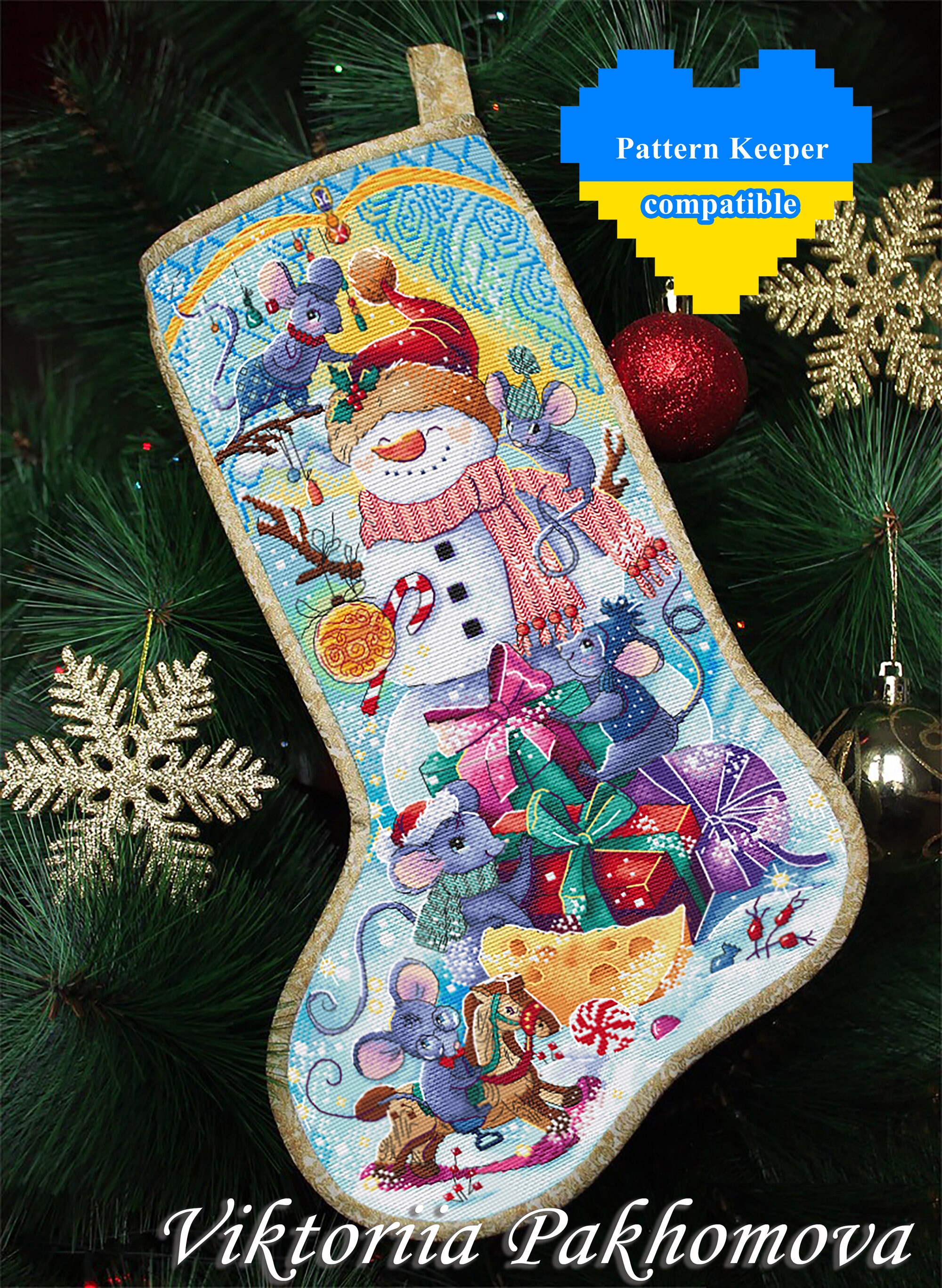 Mices Christmas Stocking Cross Stitch Pattern Pdf Winter Decoration Embroidery Diy Santa Tapestry Nursery Wall Decor Made in Ukraine Etsy