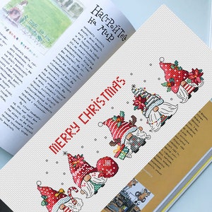 Christmas gnome cross stitch pattern pdf Funny bookmark ornament embroidery diy Nordic leprechaun nursery wall decor birthday gift for her image 5