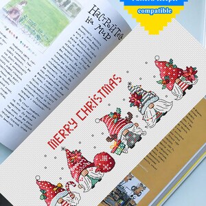 Christmas gnome cross stitch pattern pdf Funny bookmark ornament embroidery diy Nordic leprechaun nursery wall decor birthday gift for her image 10