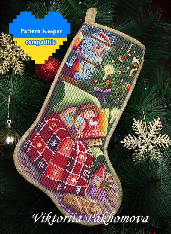 Christmas Stocking Cross Stitch Pattern Pdf Winter Sock for Girl