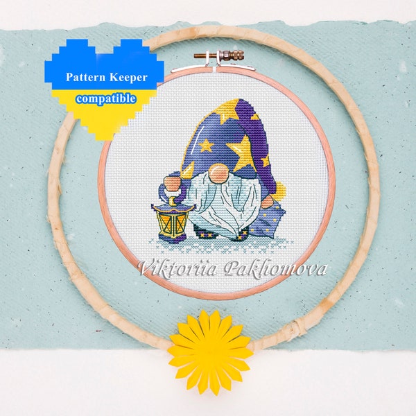 Dormouse gnome cross stitch pattern pdf Nordic leprechaun funny tapestry Cute fairy pictorial nursery  embroidery digital download