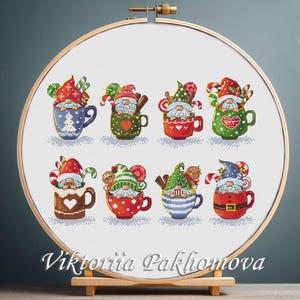 Christmas Gnomes Cross Stitch Pattern: Whimsical Holiday Embroidery (PDF Pattern)