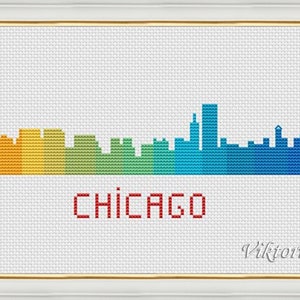 Chicago Skyline Cross Stitch Pattern Pdf USA Travel Tapestry Do It ...