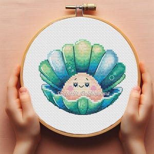 ベビーホタテ魚クロスステッチパターンpdf カラフルな海の生き物の刺繍 ミニピンクの保育園の装飾 かわいい新しい女の子男の子のベビーシャワーのタペストリー