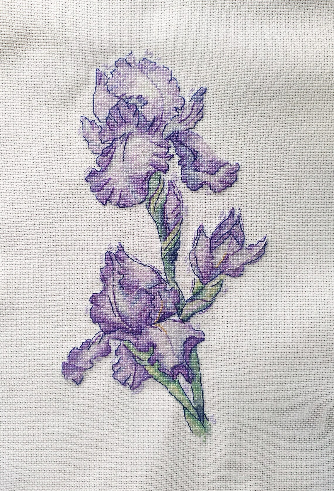 Blue Flower Iris Cross Stitch Pattern Pdf Watercolor Floral - Etsy