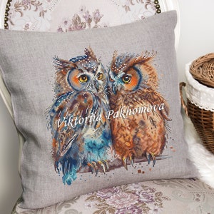 Owls in love cross stitch pattern pdf Romantic pictorial birds pair embroidery Family funny tapestry digital download made in Ukraine image 1