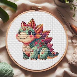 赤ちゃん恐竜クロスステッチパターンpdf カラフルなジュラ紀の動物の子供用刺繍 ミニ保育園の装飾 かわいい新しい女の子男の子のベビーシャワーのタペストリー