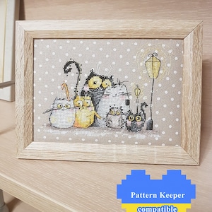Winter is coming cross stitch pattern pdf Black and white cat Christmas embroidery design Funny tapestry best friend decoration gift