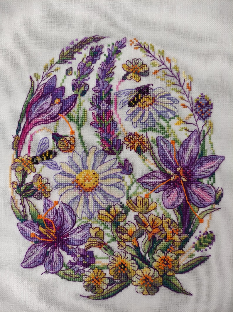 Floral Easter Egg Cross Stitch Pattern, Spring Botanical Embroidery ...