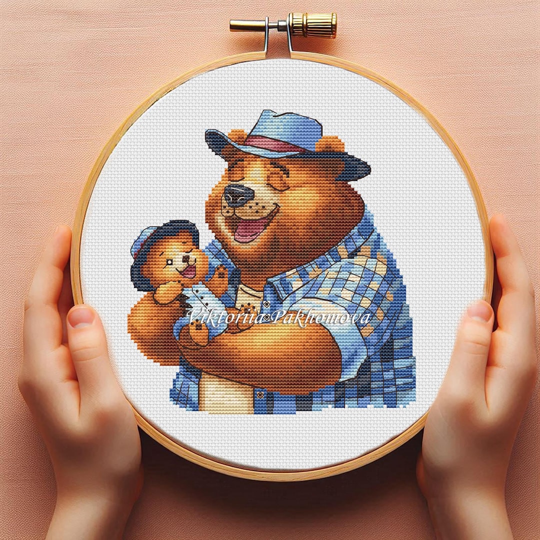 Father Son Pattern Father Bear and Son Cross Stitch Pattern PDF, Funny Woodland Animal ...
