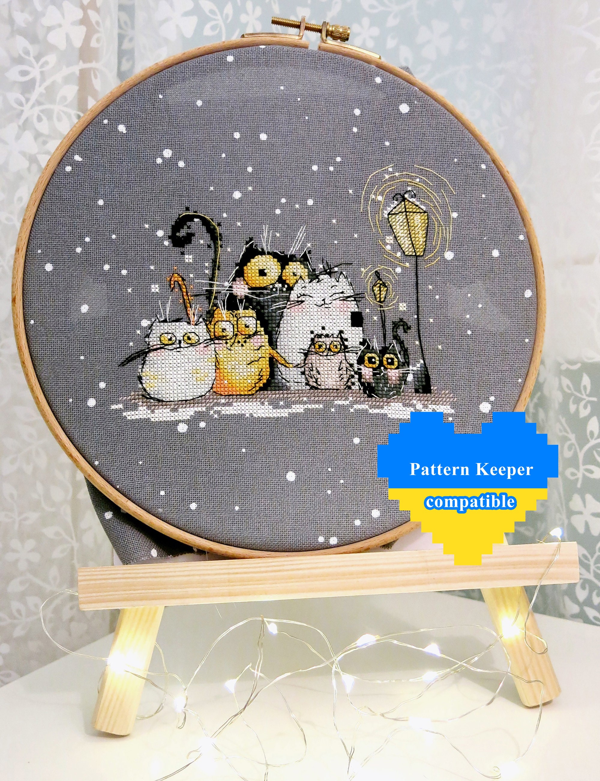 Winter is coming cross stitch pattern pdf Black and white cat family Christmas embroidery Funny tapestry birthday gift for her