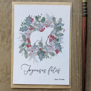 Carte A6 "joyeuses fêtes" ours blanc