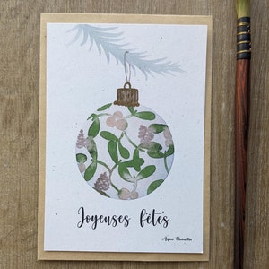 Carte A6 "joyeuses fêtes" boule de noël