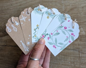 Set of 6 hand painted gift tags