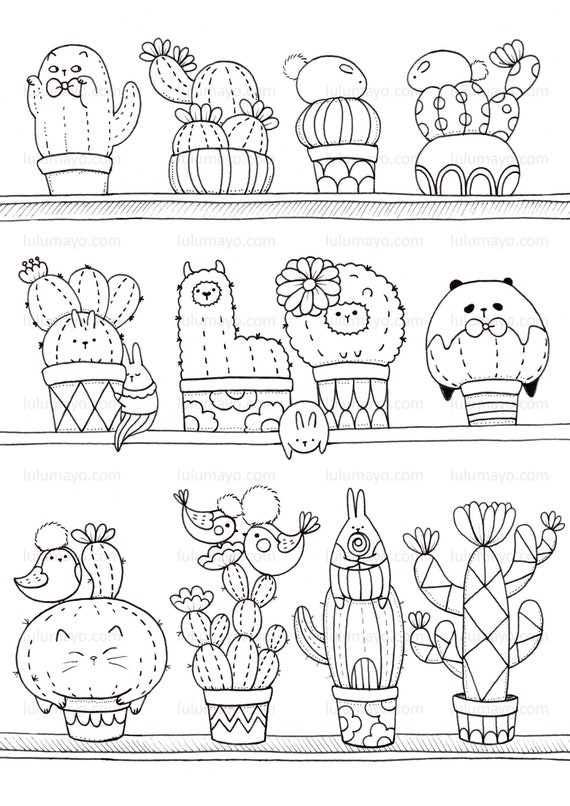 Super Cute Animal Cactus Llama Cat Bird Bear Rabbit Plant Etsy