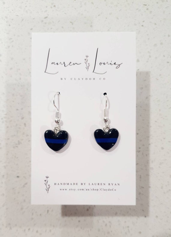 Thin blue line earrings discount
