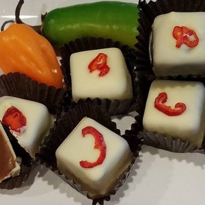 Hot Momma Handcrafted, gourmet Jalapeño and Habanero caramel in white chocolate image 2