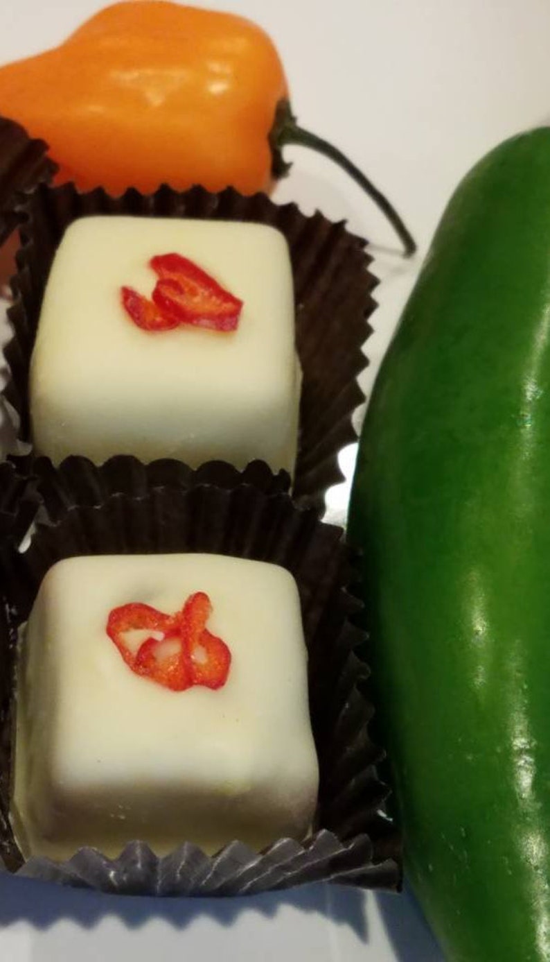 Hot Momma Handcrafted, gourmet Jalapeño and Habanero caramel in white chocolate image 4