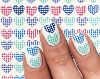 Polka Dot Hearts Nail Decals: Pastel Nail Art