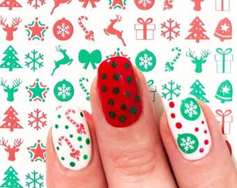 Christmas Nail Art Decals: Vintage Scandinavian Design
