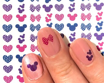 disney nail art mickey mouse nail water sticker decals purple blue pink