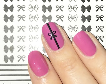 Bow Ribbon Nail Decals: Elegant Nail Art Stickers