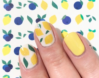 Lemon Blueberry Nail Art: Summer Fruit Water Decals