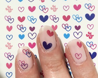 Nail Water Decals multicolour hearts colourful