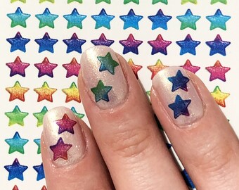 Nail Water Decals glitter stars gig rave concert festival colourful multicolour