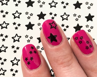 Black Star Nail Art Decals: Punk Rock Goth Nail Design