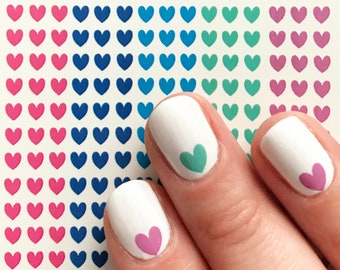 pastel hearts nail decals small and big heart candy nail art