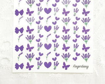 Lavender Nail Decals: Summer Nail Art, Violet Butterflies