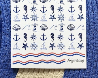 Nautical Nail Art Water Decals: Seahorse, Starfish, Anchor