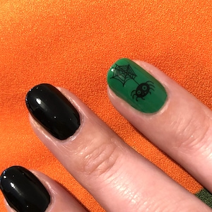 Halloween Nail Art pumpkin bats spider web boo trick or treat Jack-o'-lantern spooky season scary decals water stickers zdjęcie 3
