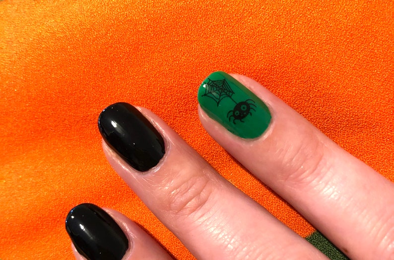 Halloween Nail Art pumpkin bats spider web boo trick or treat Jack-o'-lantern spooky season scary decals water stickers zdjęcie 3