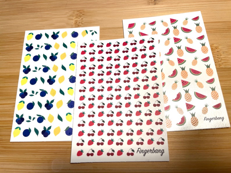 strawberries cherries pinapple watermelon blueberry lemon leaves summer nail art fruit decals nail stickers