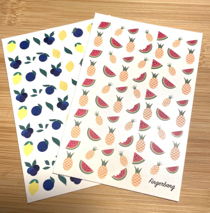 pinapple strawberry lemons blueberries nail art nail decals nail stickers fruit summer party